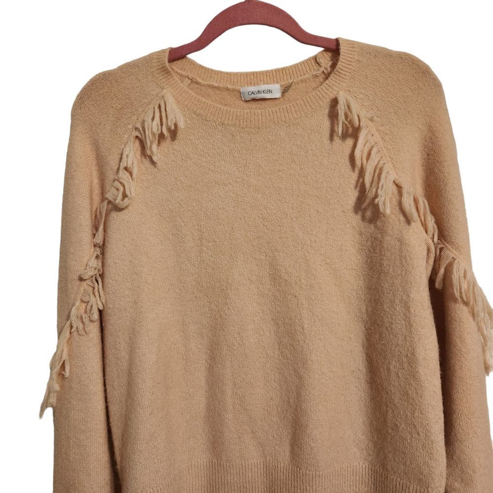 Calvin Klein Pink Sweater With Fringed Sleeve - Picture 3 of 6